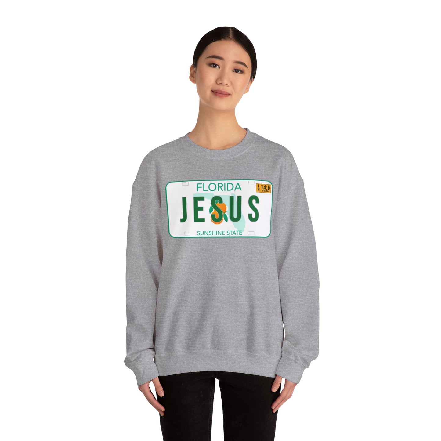 Sudadera unisex de cuello redondo de mezcla pesada Florida Jesus 