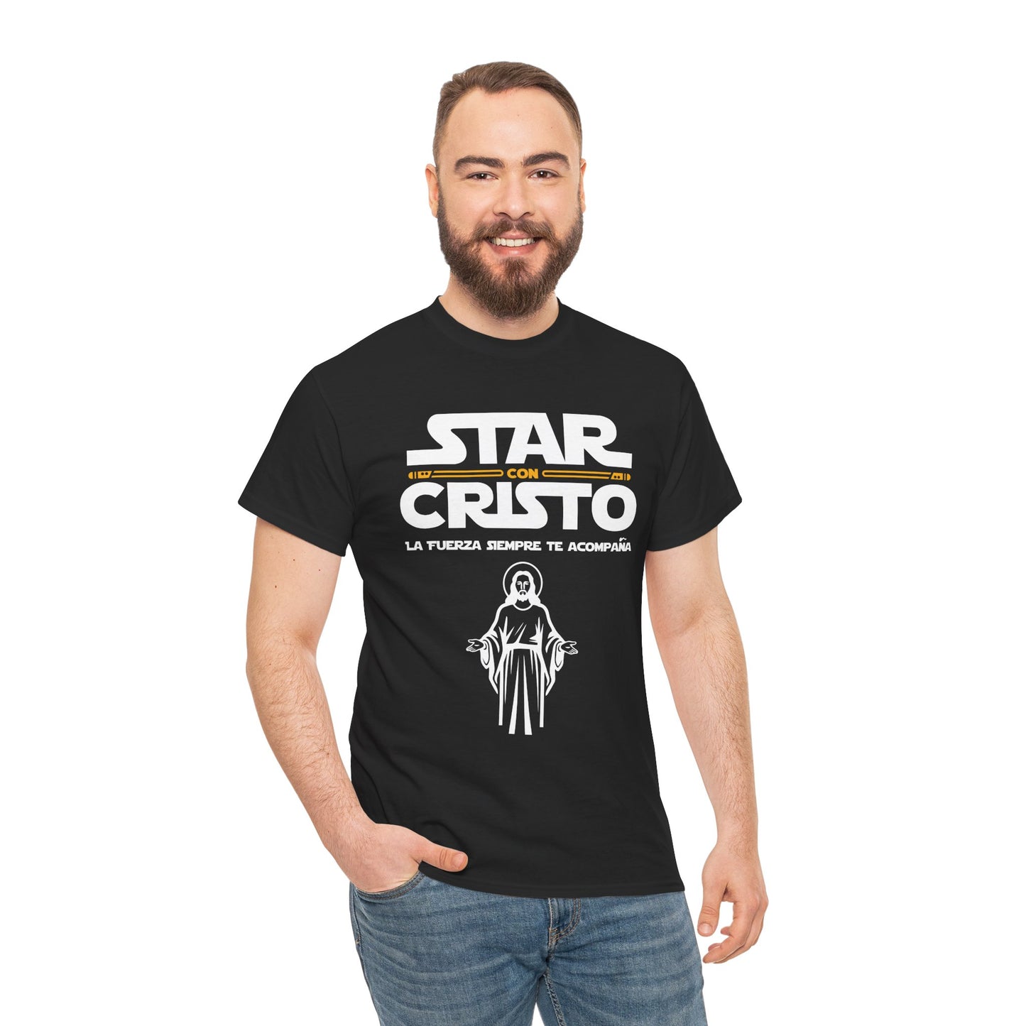 Camiseta unisex de algodón grueso Star con Cristo 