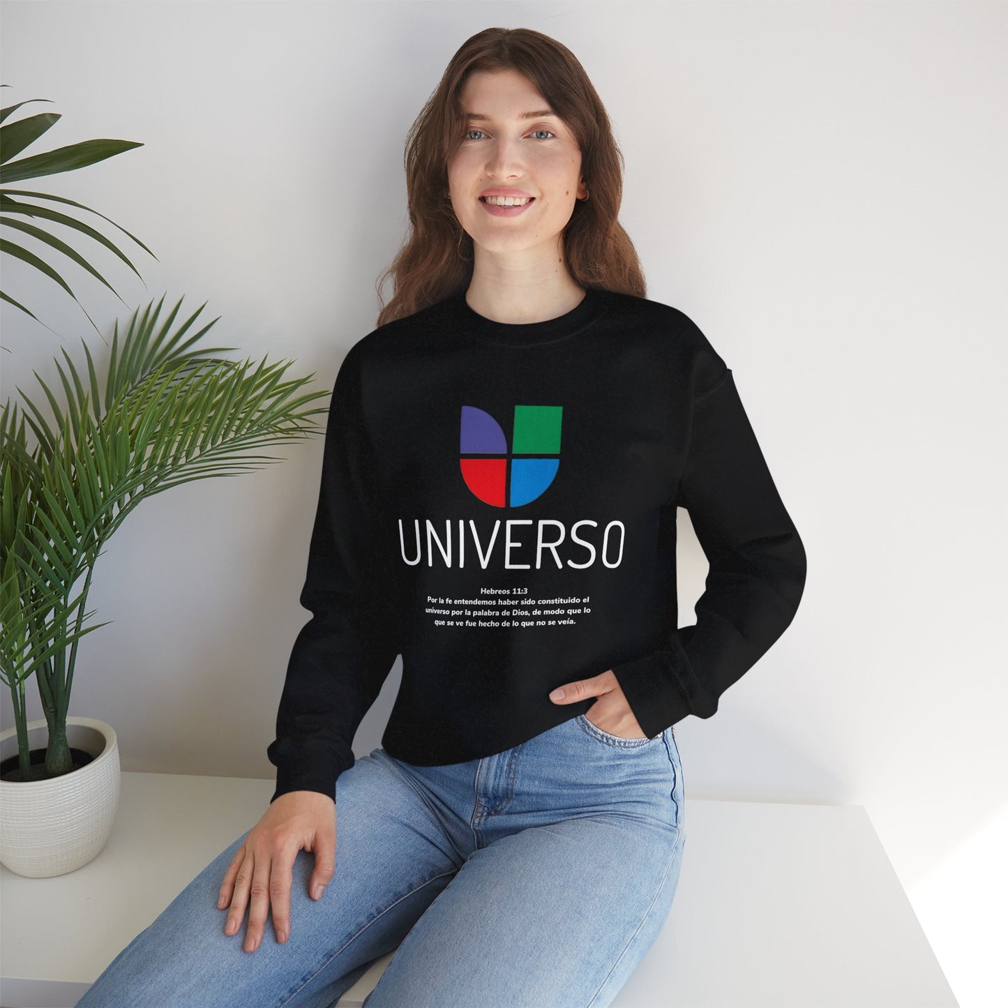 Sudadera unisex de cuello redondo y mezcla pesada de Universo 