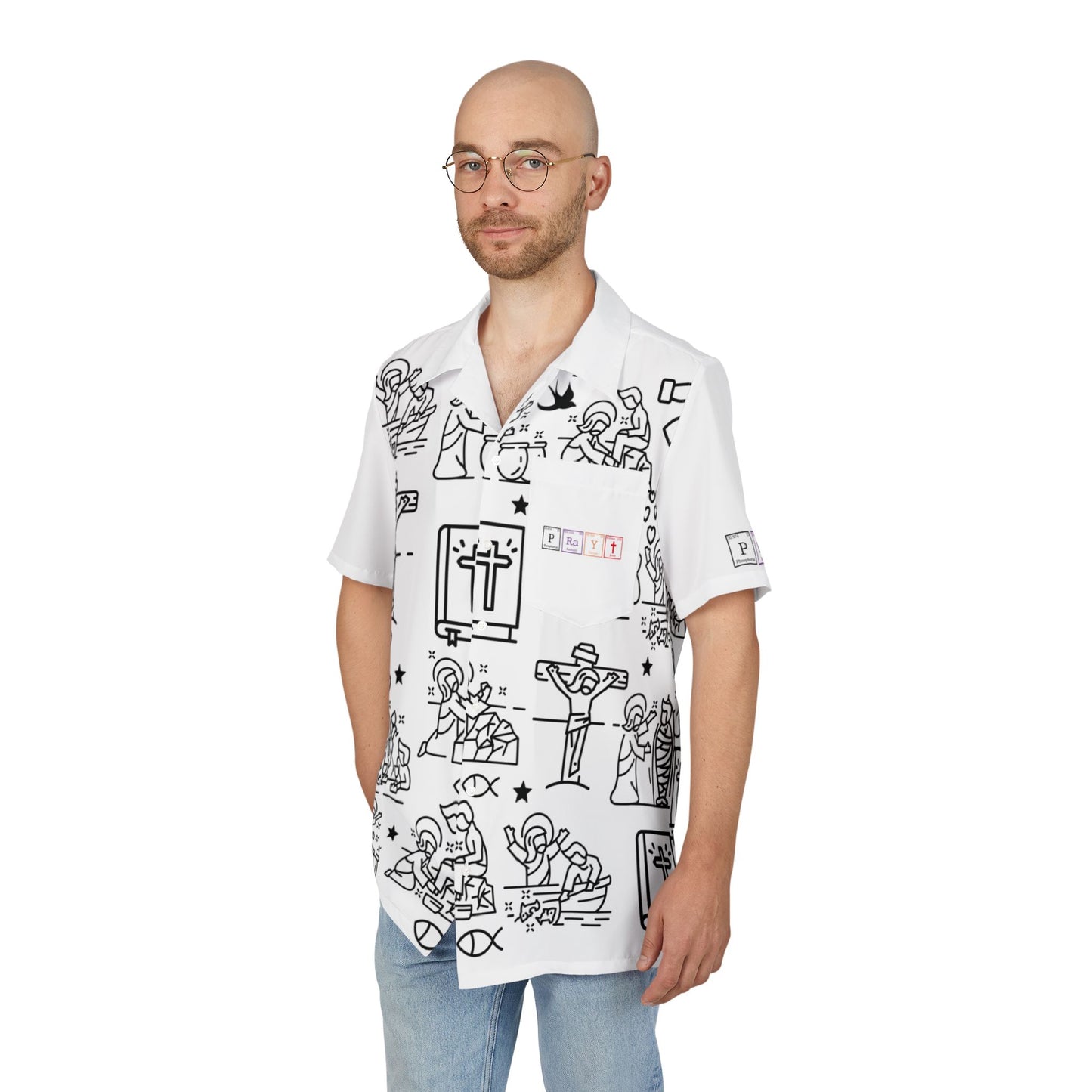 Hacedor de milagros - Camisa hawaiana unisex con botones (AOP) 