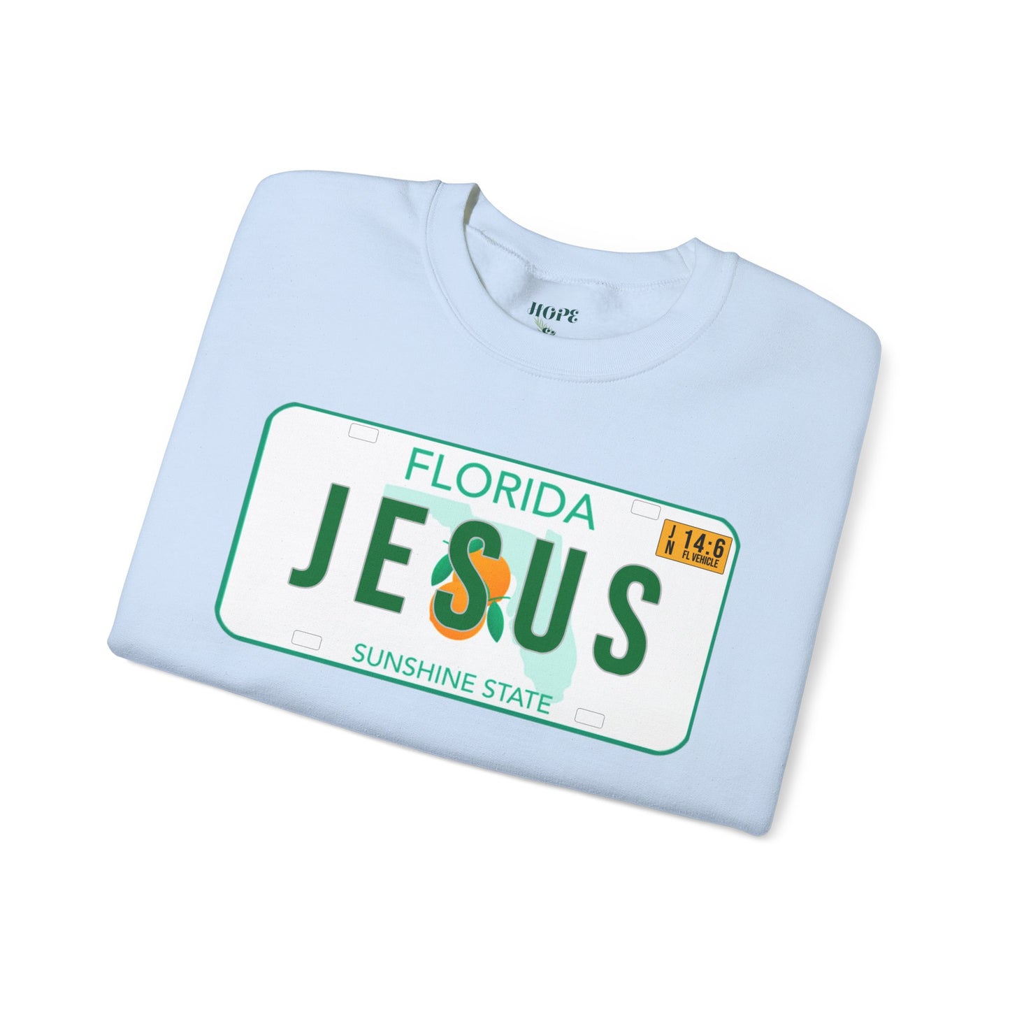 Sudadera unisex de cuello redondo de mezcla pesada Florida Jesus 