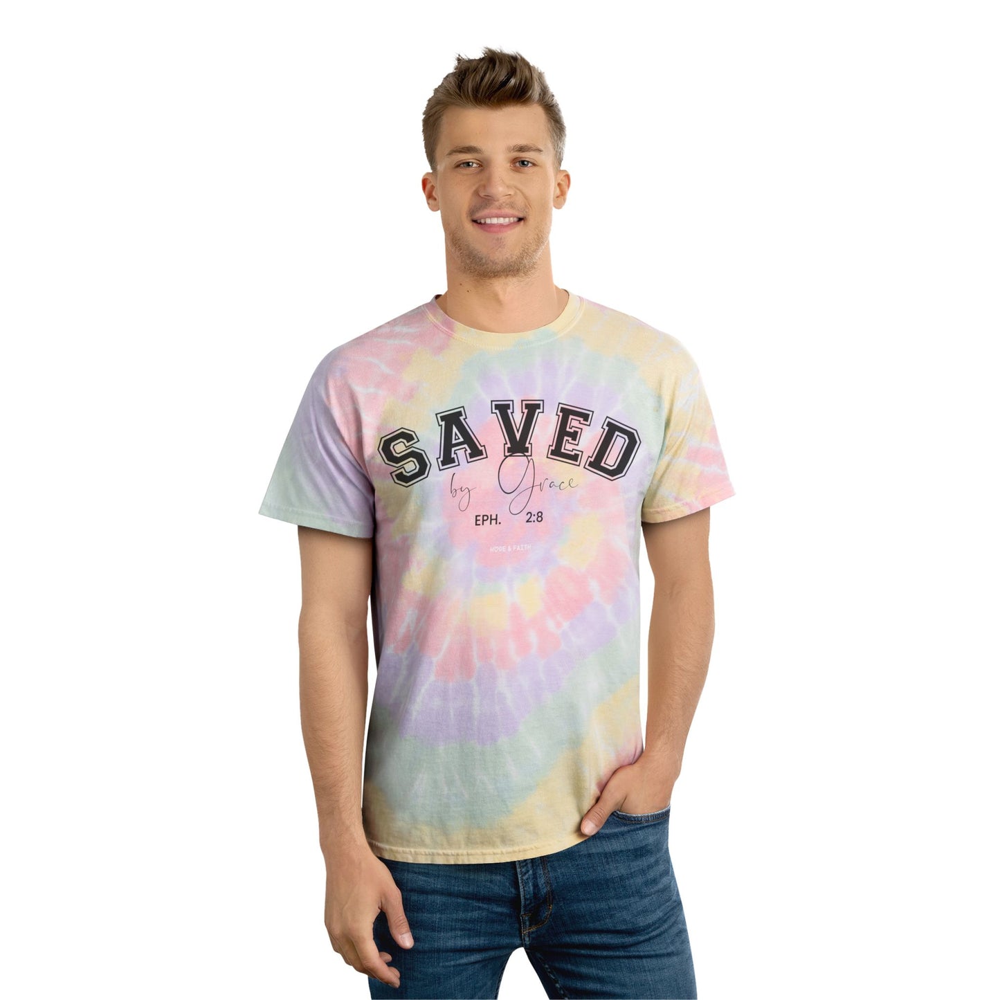 Salvado por gracia - Camiseta tie-dye, espiral 