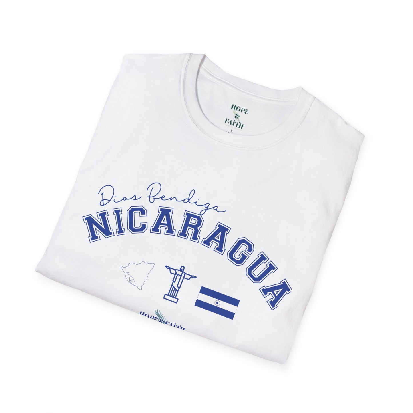 Dios bendiga Nicaragua - Graphic Unisex Softstyle T-Shirt - Casual Travel Tee