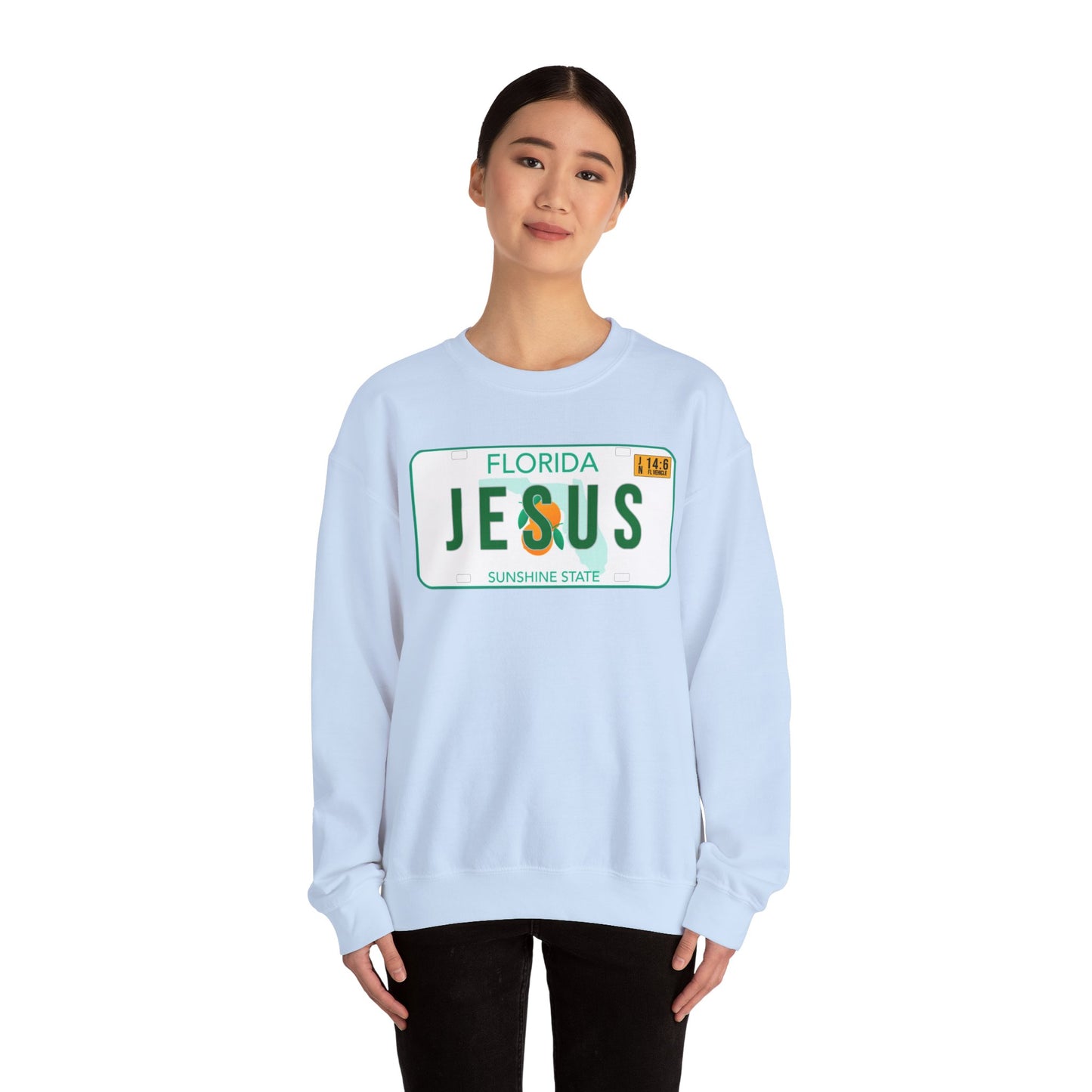 Sudadera unisex de cuello redondo de mezcla pesada Florida Jesus 