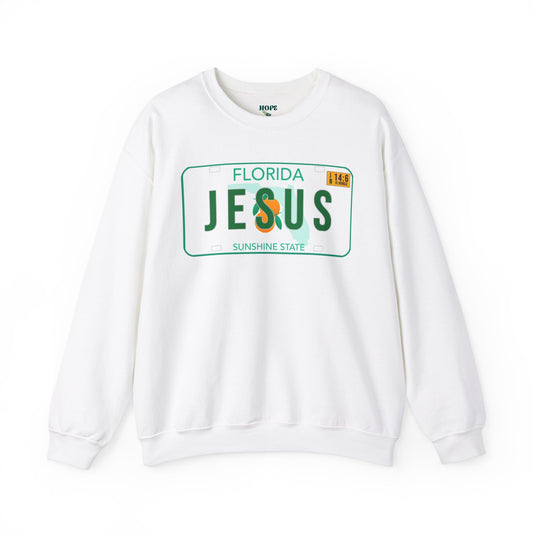 Sudadera unisex de cuello redondo de mezcla pesada Florida Jesus 