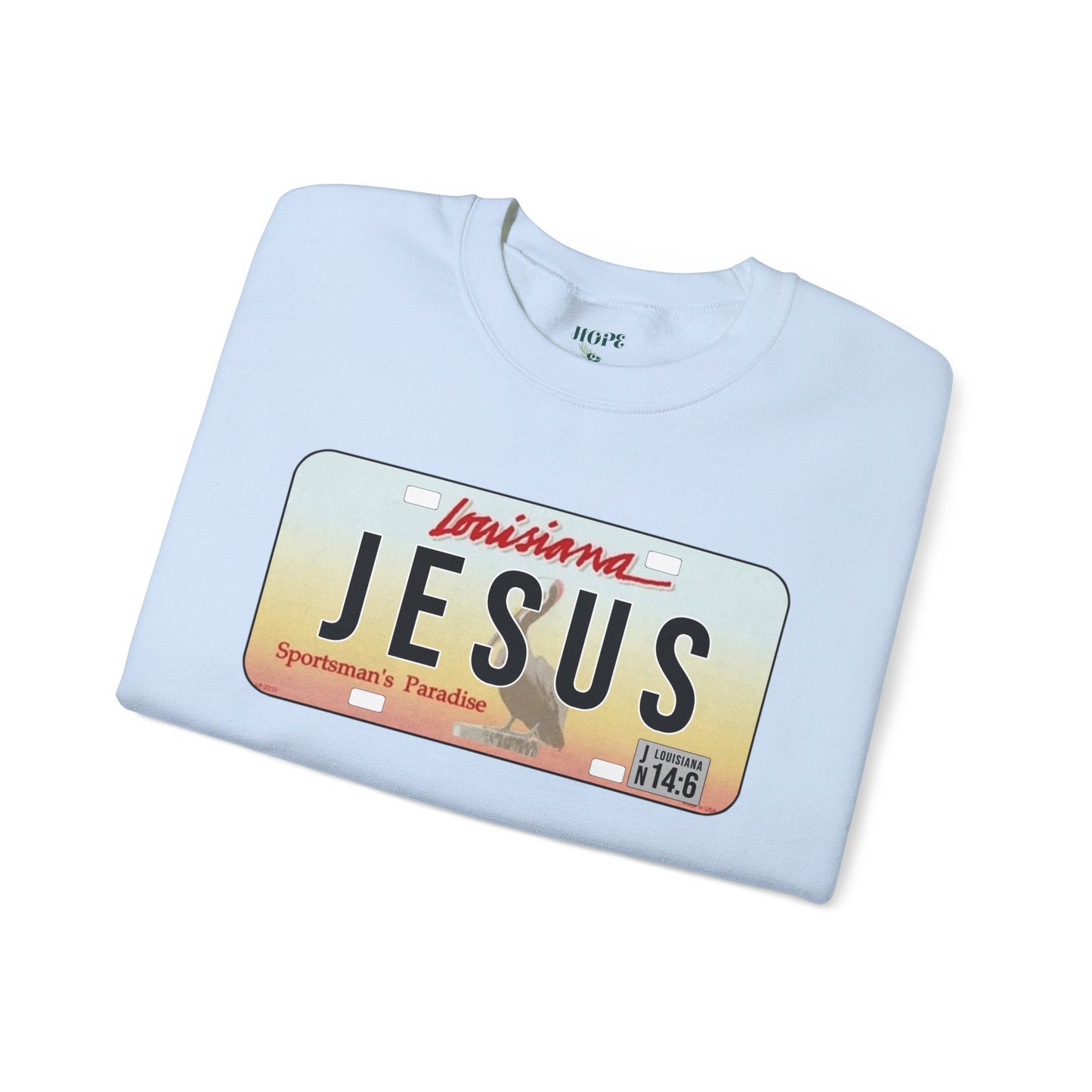 Sudadera unisex de cuello redondo y mezcla pesada Louisiana Jesus 