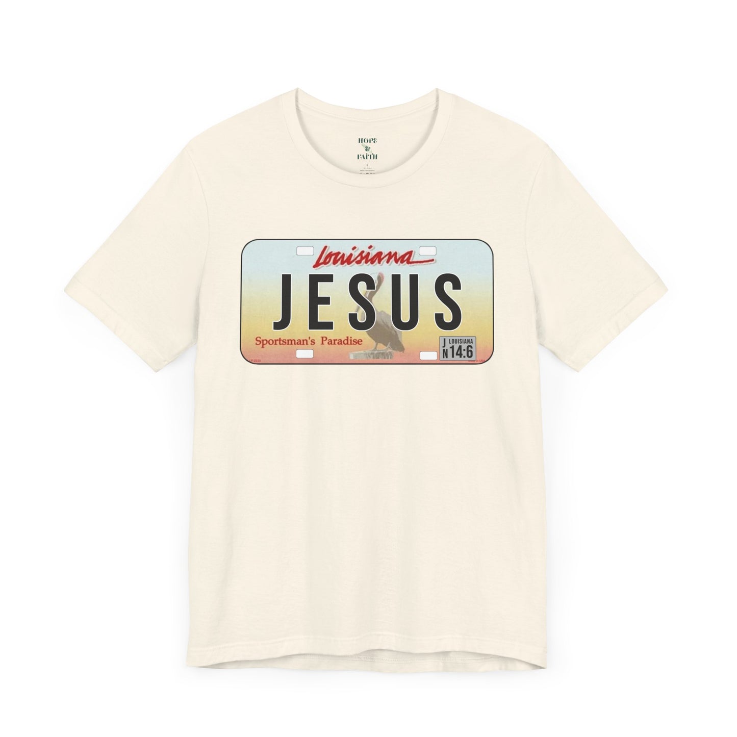 Camiseta unisex de manga corta con el logo de Louisiana Jesus 