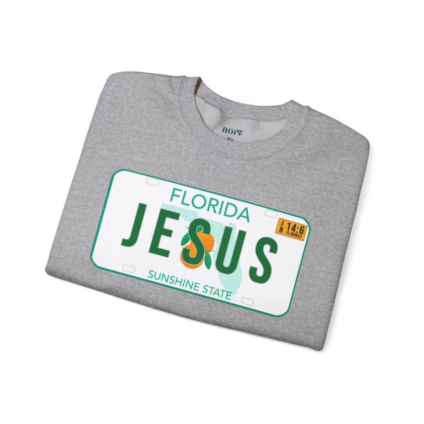 Sudadera unisex de cuello redondo de mezcla pesada Florida Jesus 