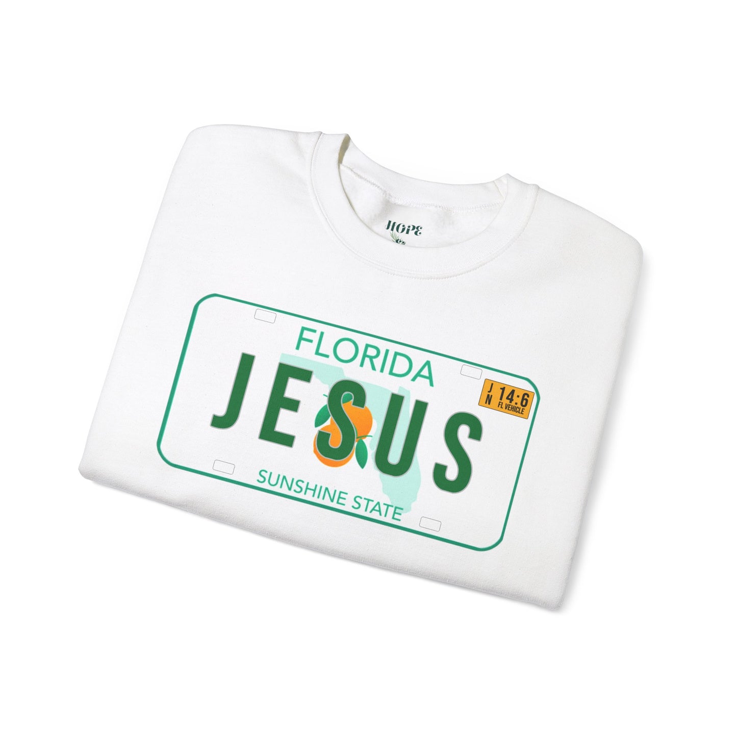 Sudadera unisex de cuello redondo de mezcla pesada Florida Jesus 