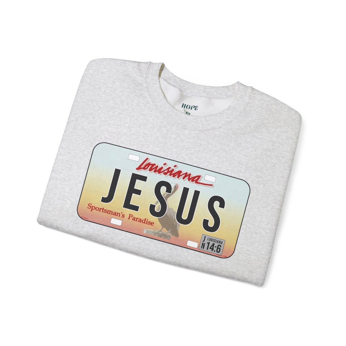 Sudadera unisex de cuello redondo y mezcla pesada Louisiana Jesus 