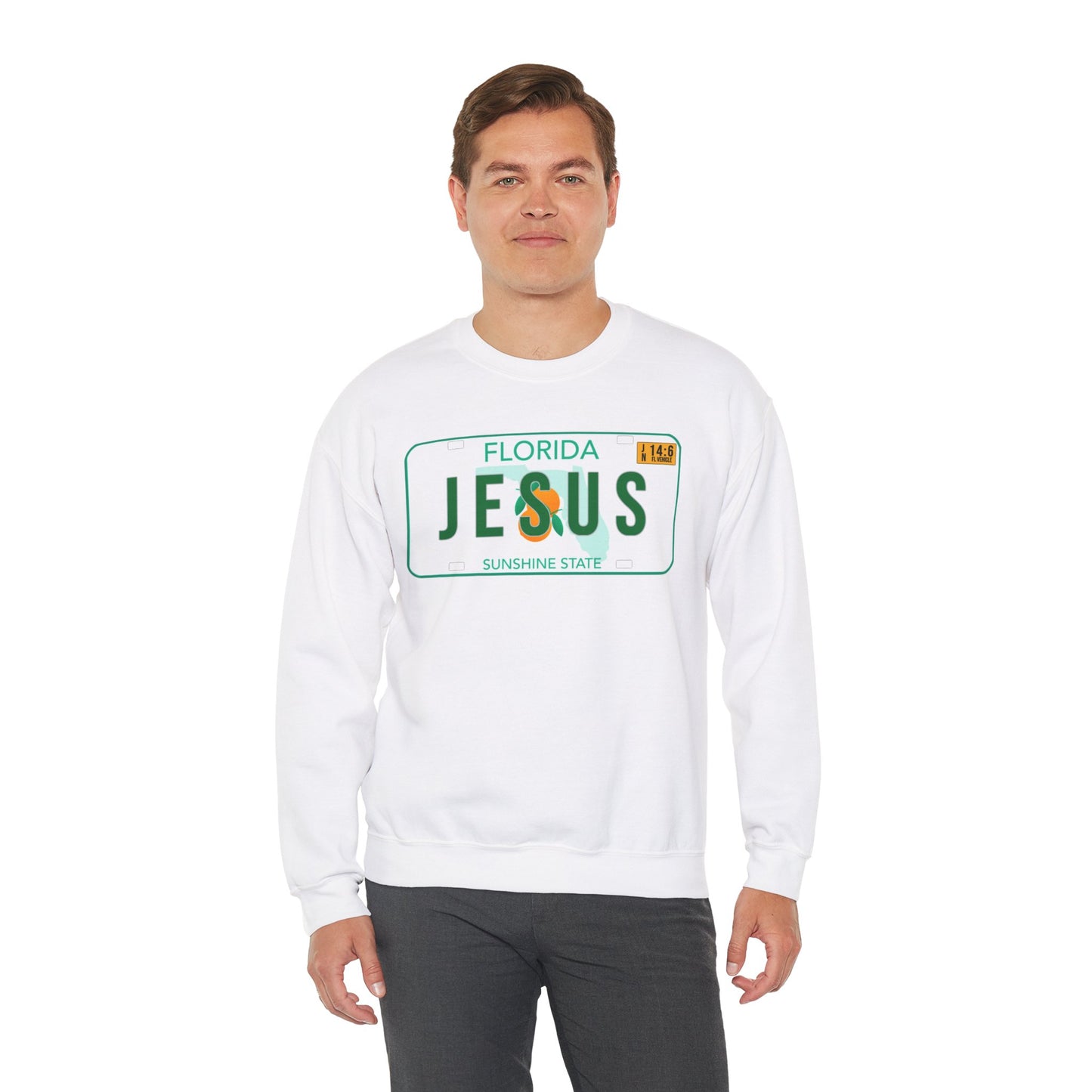 Sudadera unisex de cuello redondo de mezcla pesada Florida Jesus 