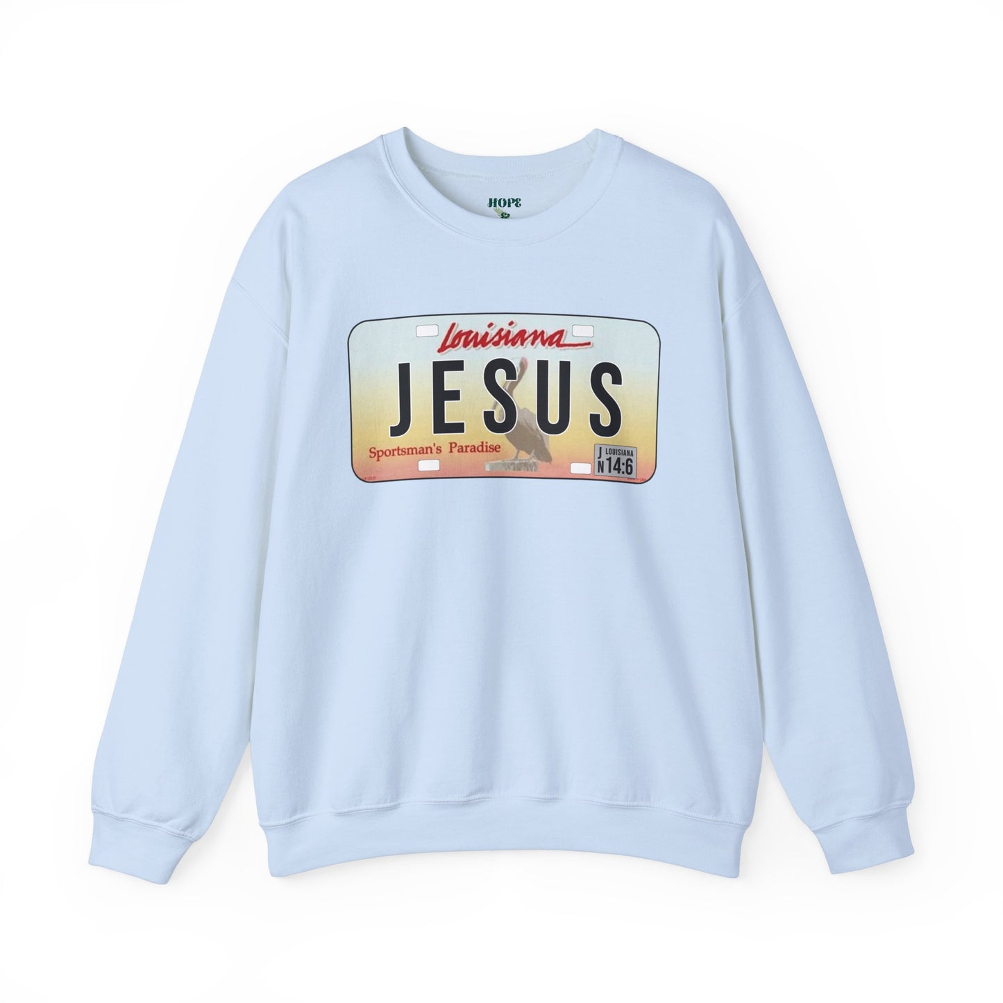 Sudadera unisex de cuello redondo y mezcla pesada Louisiana Jesus 