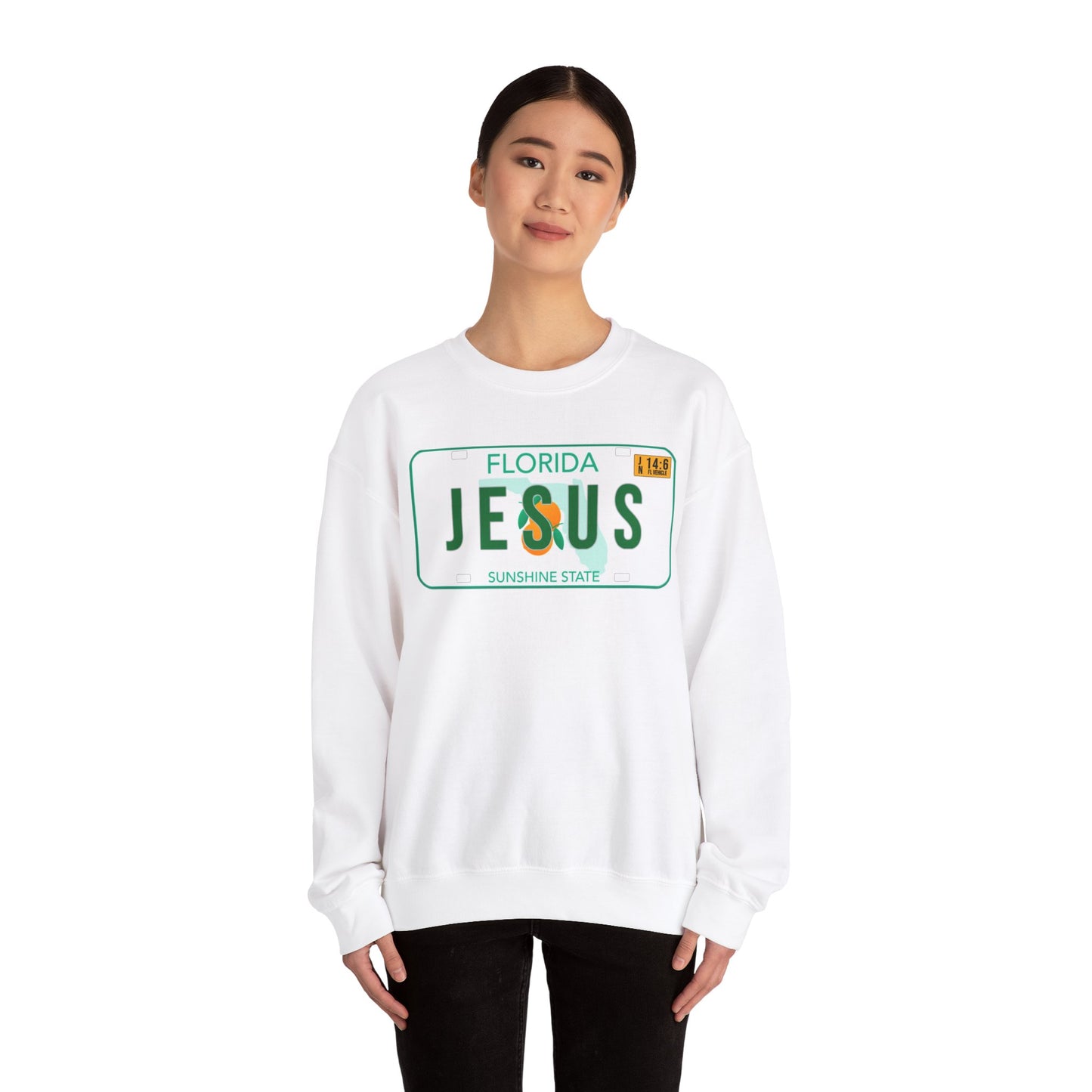 Sudadera unisex de cuello redondo de mezcla pesada Florida Jesus 