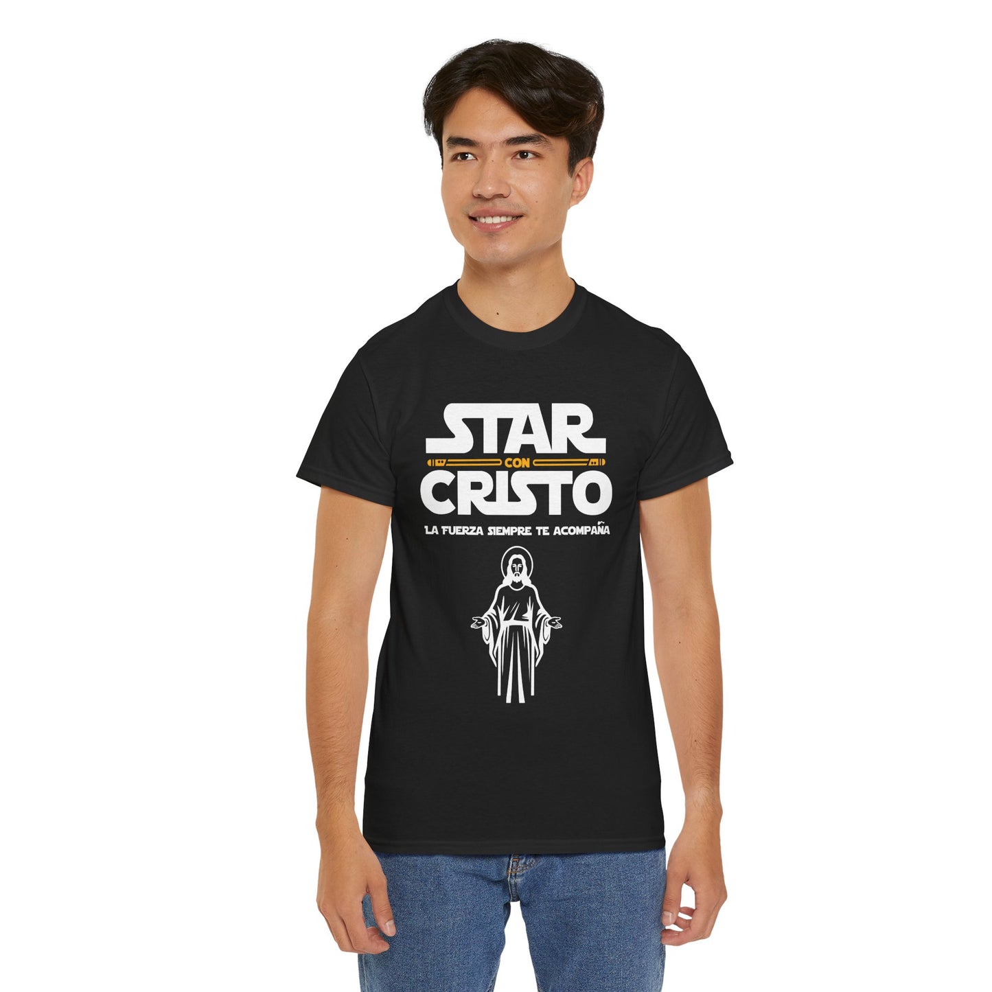 Camiseta unisex de algodón grueso Star con Cristo 