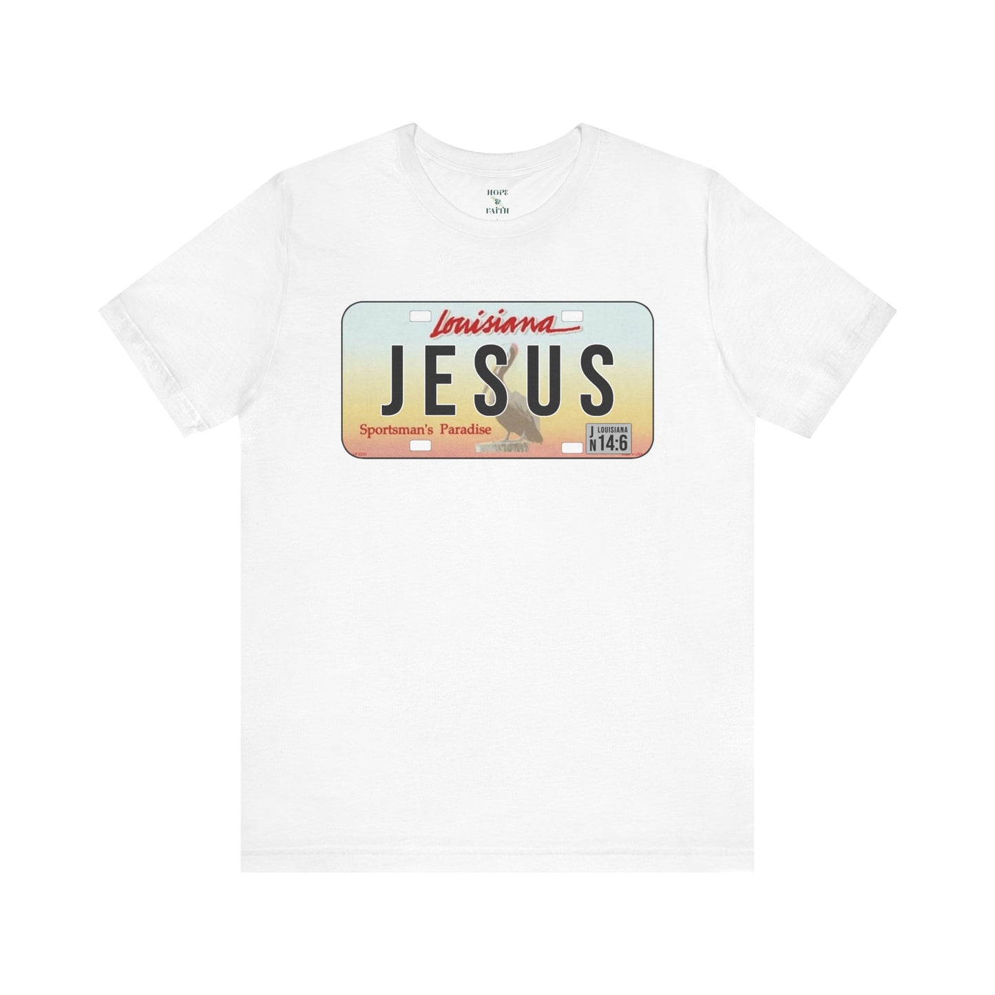 Camiseta unisex de manga corta con el logo de Louisiana Jesus 