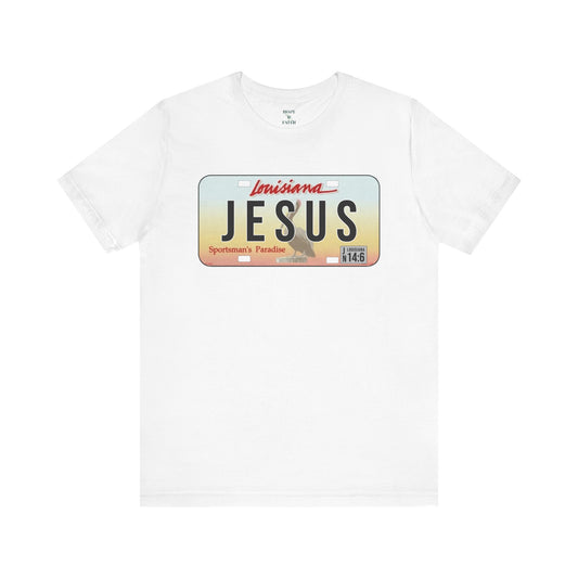 Camiseta unisex de manga corta con el logo de Louisiana Jesus 