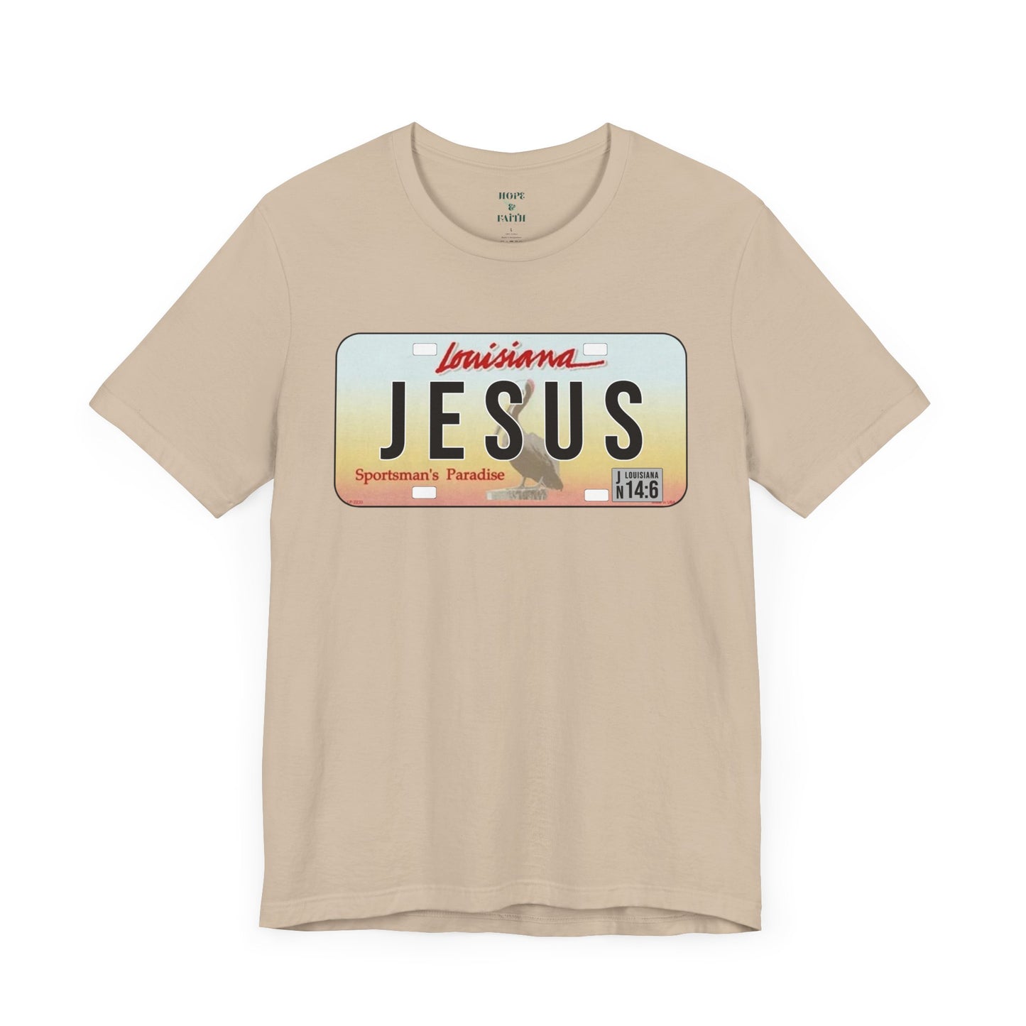 Camiseta unisex de manga corta con el logo de Louisiana Jesus 