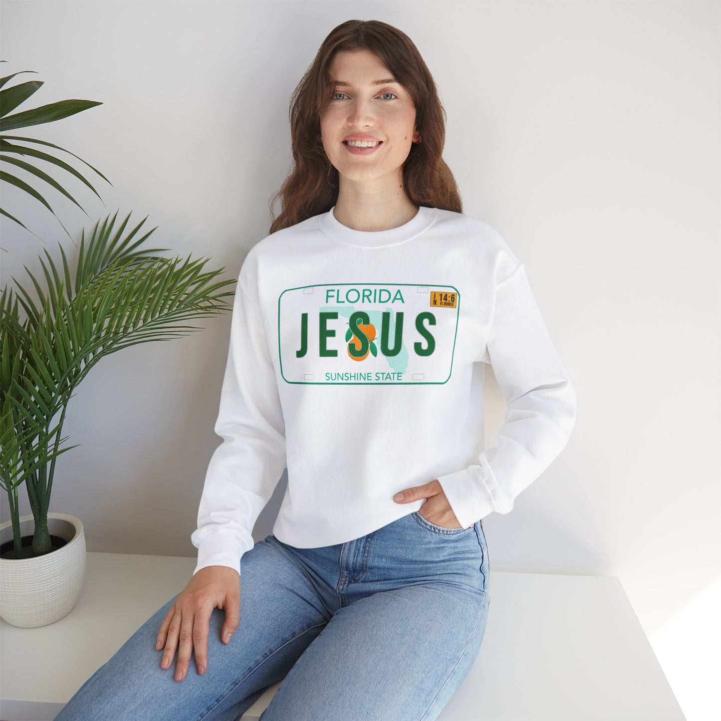 Sudadera unisex de cuello redondo de mezcla pesada Florida Jesus 