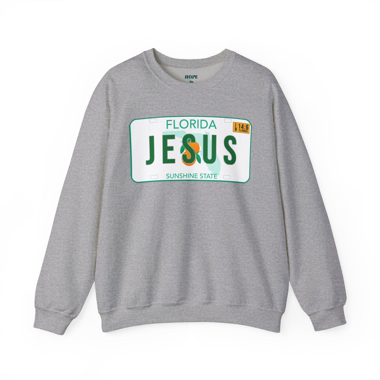 Sudadera unisex de cuello redondo de mezcla pesada Florida Jesus 