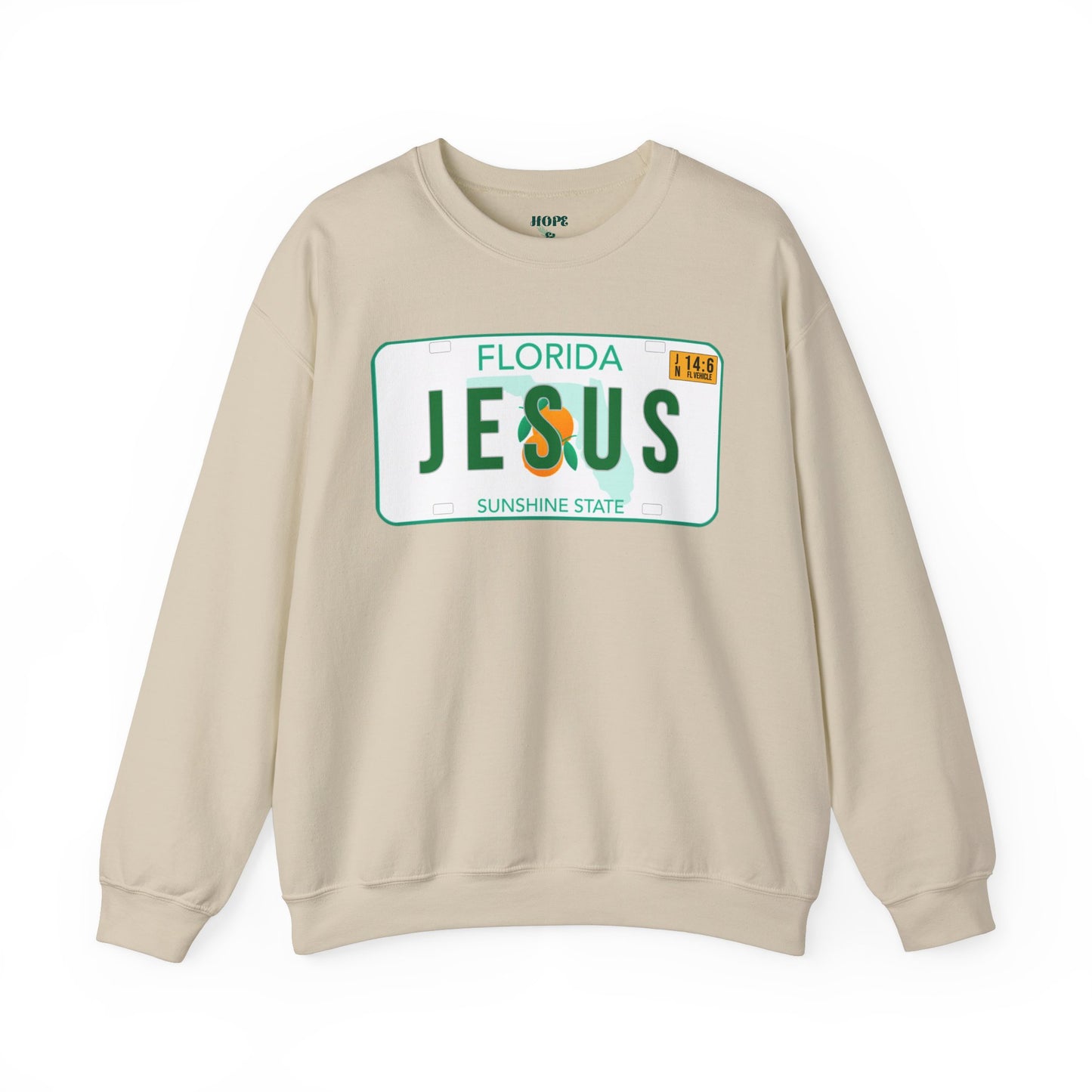 Sudadera unisex de cuello redondo de mezcla pesada Florida Jesus 