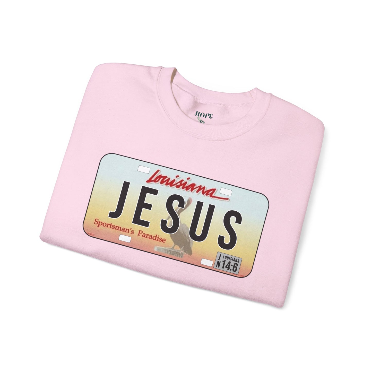 Sudadera unisex de cuello redondo y mezcla pesada Louisiana Jesus 