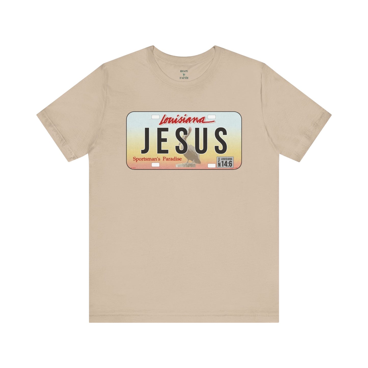 Camiseta unisex de manga corta con el logo de Louisiana Jesus 