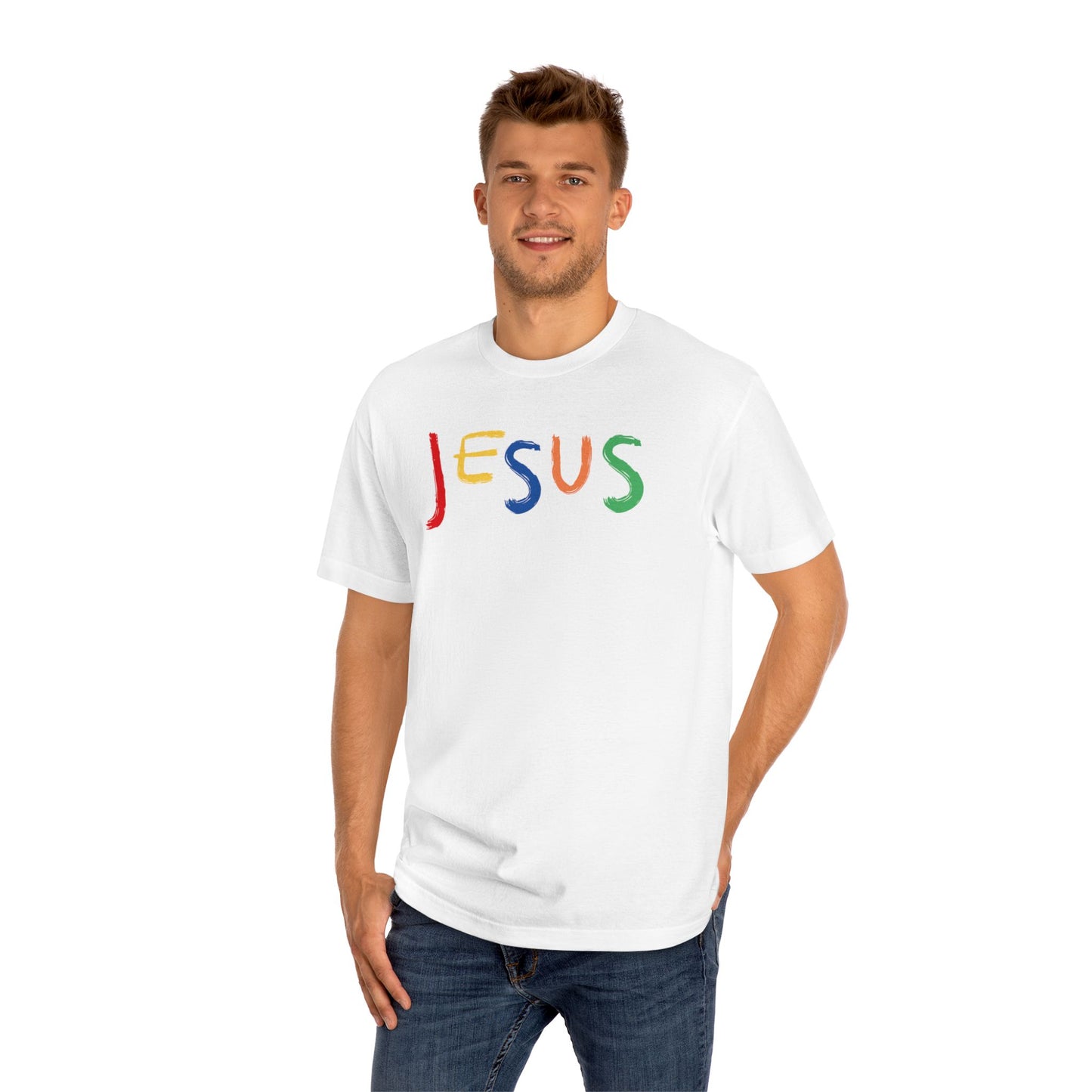 Mateo 18:3 - Colorful Jesus Unisex Classic Tee - SER COMO NIÑO Design