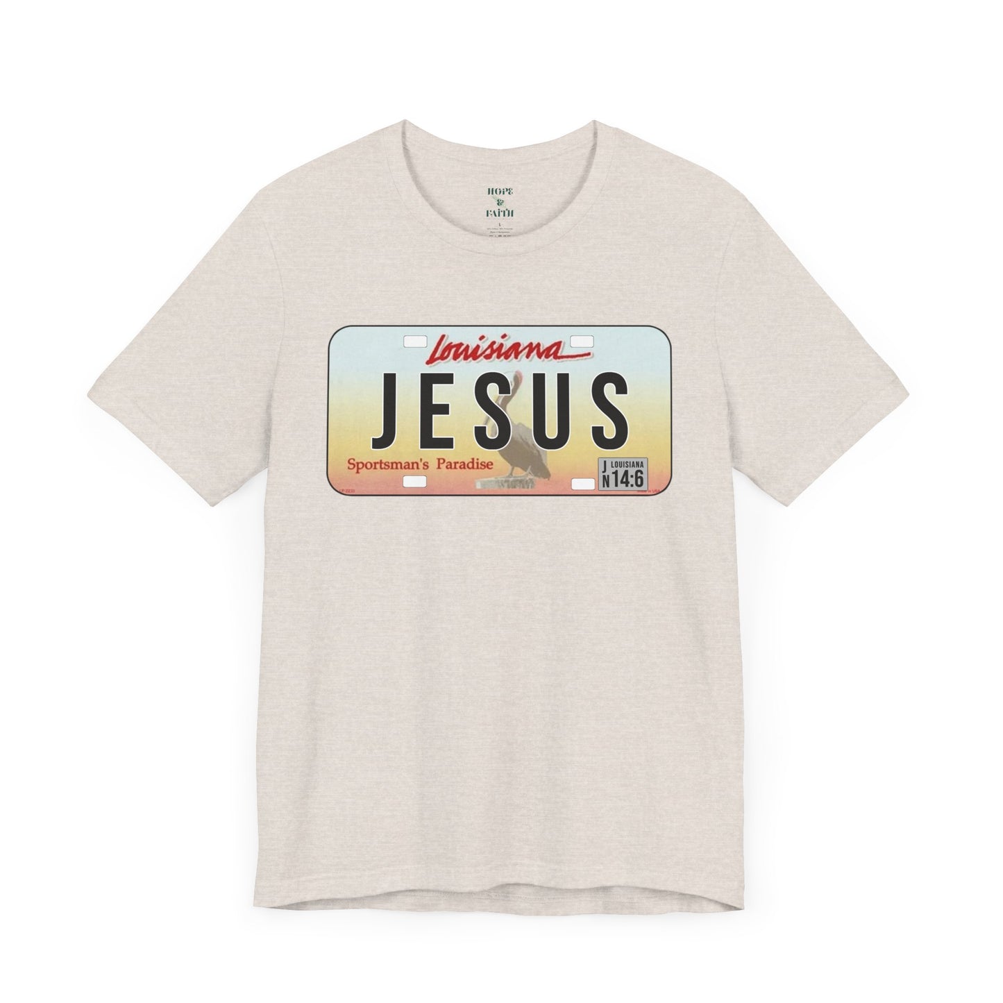 Camiseta unisex de manga corta con el logo de Louisiana Jesus 