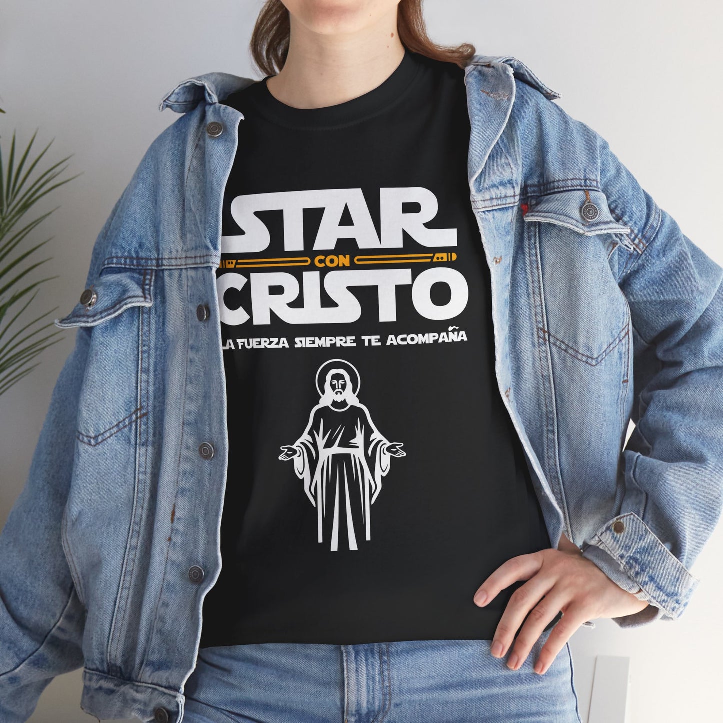 Camiseta unisex de algodón grueso Star con Cristo 