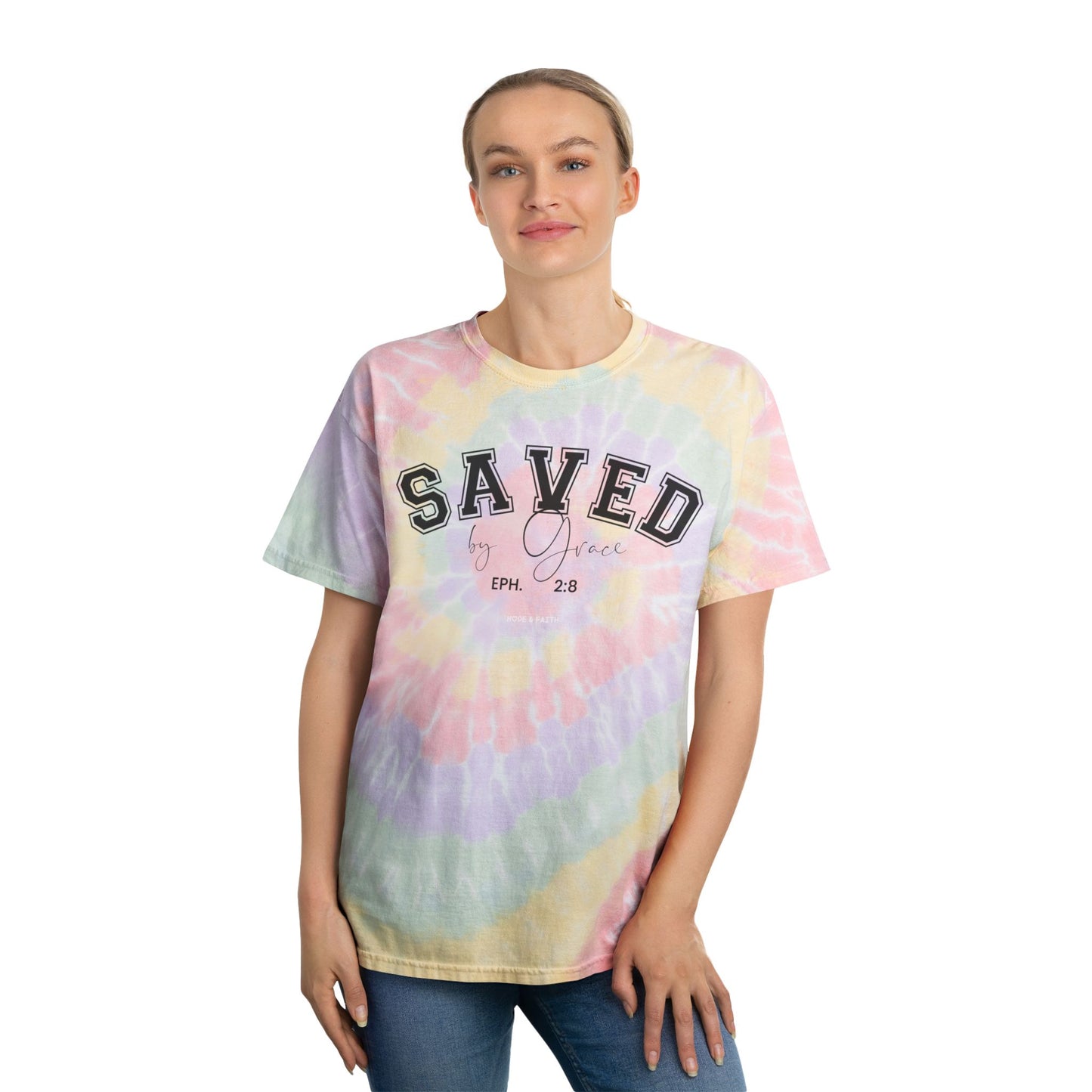 Salvado por gracia - Camiseta tie-dye, espiral 