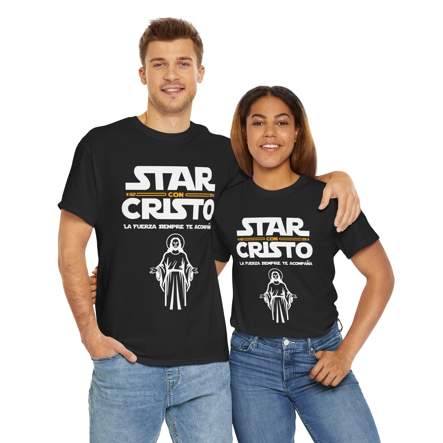 Camiseta unisex de algodón grueso Star con Cristo 