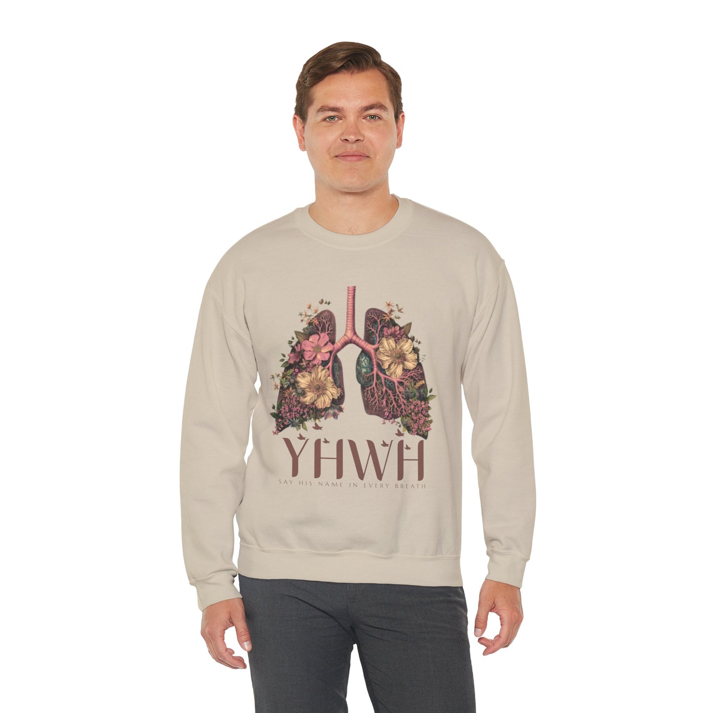 YHWH - Sudadera unisex de cuello redondo y mezcla pesada 