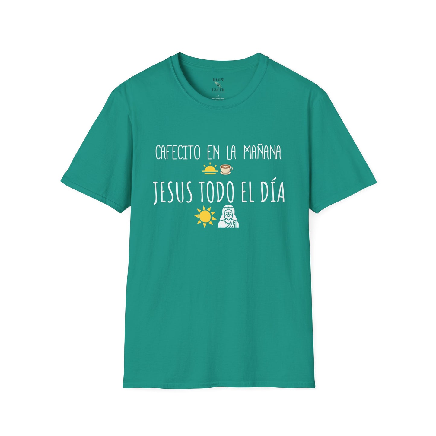 Cafecito y Jesús - Camiseta Softstyle Unisex 